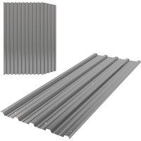 Rolipo Set of 12 Corrugated Steel Roof Panels, Light Grey