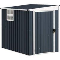Rolipo 4 x 6ft Metal Garden Shed with Window & Lockable Door, Dark Grey