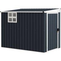 Rolipo 7.6 x 4ft Metal Garden Shed with Window & Lockable Door, Dark Grey