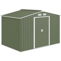 Rolipo 9 x 6ft Metal Garden Shed with Foundation Kit, Light Green