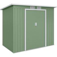 Rolipo 7 x 4ft Galvanised Steel Garden Shed with Foundation Kit, Green