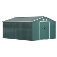 Rolipo 12.5 x 11.1ft Steel Storage Shed with Sliding Door, Green