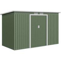 Rolipo 9 x 4ft Metal Garden Shed with Foundation Kit & Apex Roof, Light Green