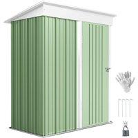 Rolipo 5 x 3 x 6ft Lean-To Metal Garden Shed with Shelf & Lock, Green