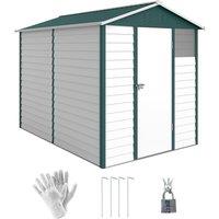 Rolipo 9 x 6ft Metal Garden Shed with Sloped Roof & Lockable Door, Green