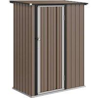 Rolipo 5 x 3ft Galvanised Metal Garden Shed with Sloped Roof, Brown