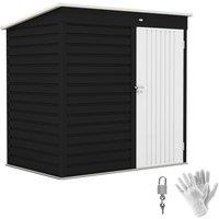 Rolipo 6 x 4ft Metal Garden Shed with Lockable Door, Dark Grey
