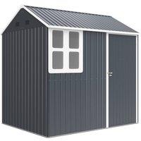 Rolipo 7 x 6ft Galvanised Garden Shed with Latch, Dark Grey