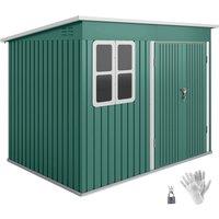 Rolipo 8.5 x 6ft Galvanised Steel Shed with Foundation Kit, Green