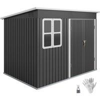 Rolipo 8.5 x 6ft Galvanised Steel Shed with Foundation Kit, Dark Grey