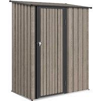 Rolipo 5 x 3ft Metal Garden Shed with Sloped Roof & Lockable Door, Light Grey