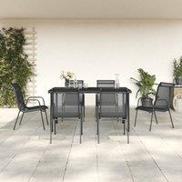 Berkfield Home 7 Piece Garden Dining Set Black Steel & Textilene