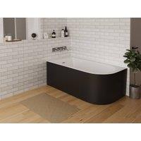 Vente-unique Corner Bathtub - 150 X 75 X 58 Cm - Gloss Black - Left-Hand Corner