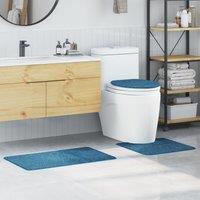 Berkfield Home 3 Piece Bath Mat Set Blue Polypropylen Non-Slip | Size: Medium