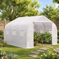 STILVORA Walk-In Greenhouse 3.5 x 3 x 2 m with 6 Mesh Windows in White