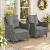 STILVORA Garden Armchairs Set of 2 with Cushions in Grey