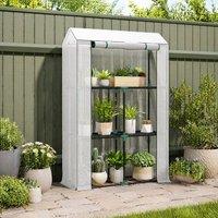 STILVORA 3 Shelf Greenhouse 100 cm with Steel Frame in White