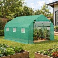 STILVORA Walk-in Polytunnel Greenhouse with 6 Windows in Green