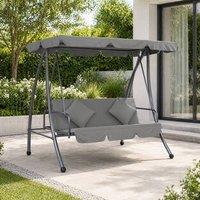 STILVORA 3 Seater Garden Swing Chair Bed with Adjustable Canopy in Grey