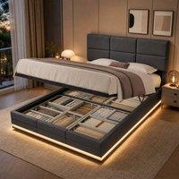 STILVORA 5ft King Bed Frame with Storage, LED & USB in Grey