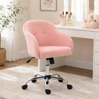 STILVORA Pink Fleece Office Chair with Adjustable Seat Height