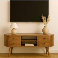 STILVORA Storage Unit with Open Shelf & Oak Effect in Brown