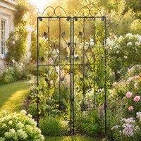 STILVORA Garden Trellis Set of 2 with Leaf Design in Black