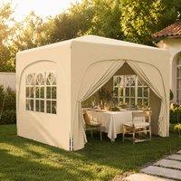 STILVORA 3 x 3 m Pop-Up Gazebo with Windows & Door in Beige
