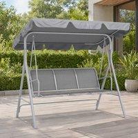 STILVORA 3-Seater Garden Swing Chair with Adjustable Canopy in Grey