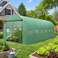 STILVORA Greenhouse Replacement Cover 6 x 3m with Roll-Up Windows in Green