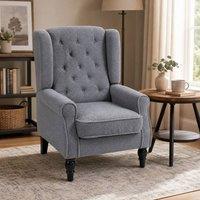 STILVORA Wingback Armchair in Grey Teddy Fleece