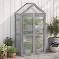 STILVORA Mini Greenhouse with Adjustable Shelves Grey