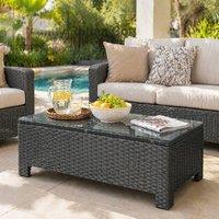 STILVORA Outdoor Table with Tempered Glass Top Black