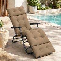 STILVORA Sun Lounger Cushion 190 x 56 cm with 6 Ties Khaki