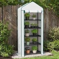 STILVORA 5 Tier Mini Greenhouse with Roll-Up Door in White