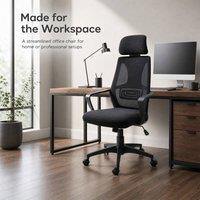 STILVORA Mesh Office Chair with Headrest & Adjustable Height in Black