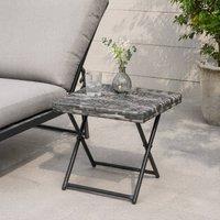 STILVORA Folding Square Table with Rattan Top in Grey
