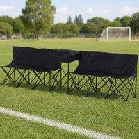 STILVORA 6 Seat Folding Bench with Cooler Box in Black