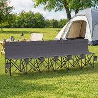 STILVORA 6 Seater Folding Camping Bench with Cup Holders in Grey