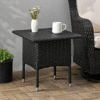 STILVORA Outdoor Side Table with Rattan Finish in Black