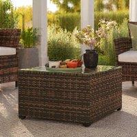 STILVORA Coffee Table 62 cm with Glass Top in Brown
