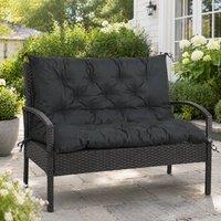 STILVORA Bench Cushion with Back & Ties 100 x 98 cm Black