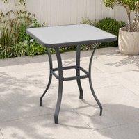 STILVORA Garden Table 68.5 cm with Tempered Glass Top in Black