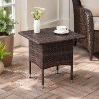 STILVORA Outdoor Side Table 50 cm with Rattan Finish in Brown