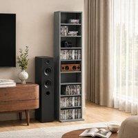 STILVORA CD Storage Unit with 6 Adjustable Shelves in Grey