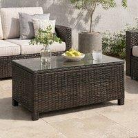 STILVORA Garden Coffee Table with Glass Top in Brown