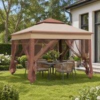 STILVORA Garden Gazebo 3 x 3 m Pop-Up with Net Curtains, Beige