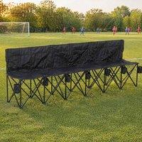 STILVORA 6 Seater Folding Camping Bench with Cup Holders Black