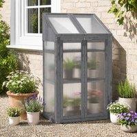 STILVORA Cold Frame Greenhouse with 3 Shelves & Double Doors in Grey
