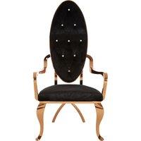 Orsina Luxurious Design Silver Baroque Chair, Comfortable Dining Chair For Kitchen, Comfortable Velvet Dining Chair in Rose Gold